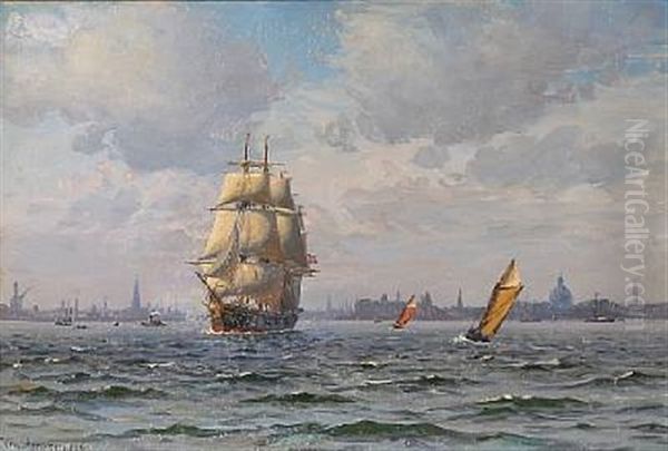 Sailing Ships With Copenhagen In The Background - view 1