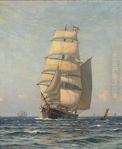 Seascape With Sailing Ships by Vilhelm Karl Ferdinand Arnesen