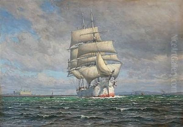 Seascape With A Sailing Ship And Kronborg Castle In The Background - view 1