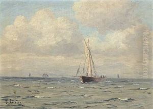 Seascape With Sailing Ships by Vilhelm Karl Ferdinand Arnesen
