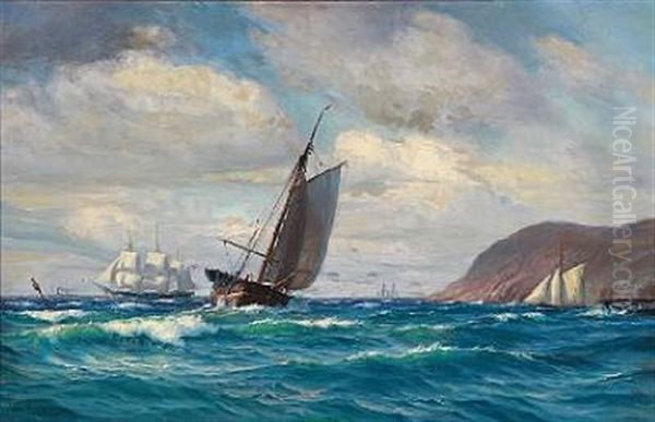 Seascape With Sailing Ships In High Waves - view 1