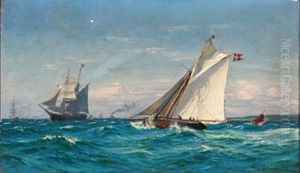 Seascape With Sailing Ships by Vilhelm Karl Ferdinand Arnesen