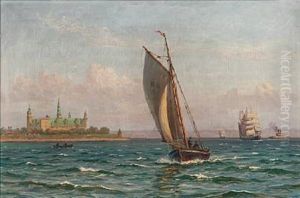 Sailing Ships Near Kronborg Castle by Vilhelm Karl Ferdinand Arnesen