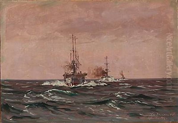 Seascape From The Baltic Sea With Warships - view 1