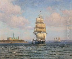 Seascape With Sailing Ships Near Kronborg Castle