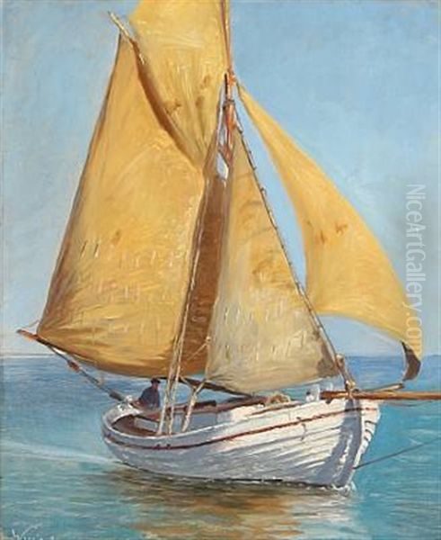 Seascape With A Sailing Boat - view 1