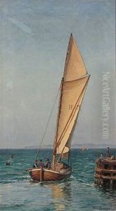 Fisherboat In A Harbour by Vilhelm Karl Ferdinand Arnesen