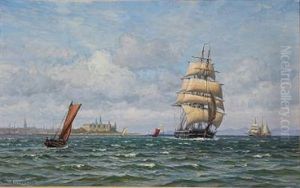 Coastal Scene With Ships Off The Coast Of Elsinor Castle