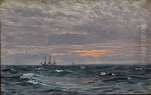 Seascape At Sunset by Vilhelm Karl Ferdinand Arnesen