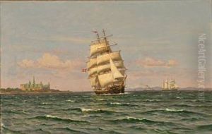 Coastal Scene Near Elsinore Castle by Vilhelm Karl Ferdinand Arnesen