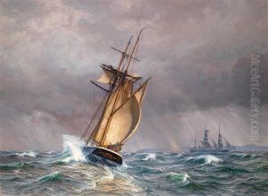 Segelschiffe Auf Sturmischer See by Vilhelm Karl Ferdinand Arnesen