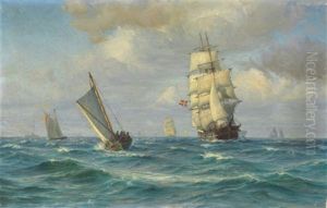 Ships At Sea by Vilhelm Karl Ferdinand Arnesen