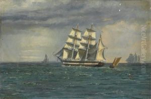 The Barkentine "gerson M......." Off Copenhagen Headed For Kartrup