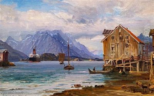 Ships And Houses In A Norwegian Inlet - view 1