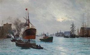 En Bugsering I Kobenhavns Havn by Vilhelm Karl Ferdinand Arnesen