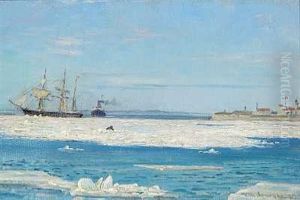 Skibe Ud For Kysten, Vinter by Vilhelm Karl Ferdinand Arnesen