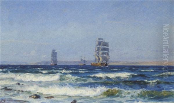 Sejlskibe Pa Havet I Frisk Vejr - view 1
