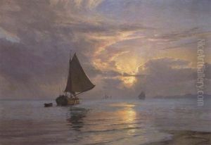 Lysglimt Over Havet by Vilhelm Karl Ferdinand Arnesen