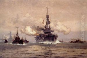 Den Danske Eskadre Giver Kongesalut by Vilhelm Karl Ferdinand Arnesen