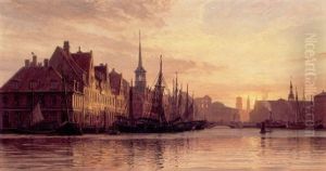 Kobenhavns Havn Ved Solnedgangstide by Vilhelm Karl Ferdinand Arnesen