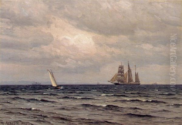 Tremaster Og Sejlskibe Pa Havet - view 1
