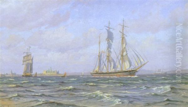 Marine, Skibe Pa Havet Udfor Kronborg - view 1