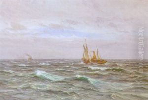 Marine Med Skibe Pa Havet by Vilhelm Karl Ferdinand Arnesen
