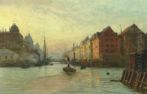 Solnedgang Over Nyhavn, Set Fra Gronlanske Handels Plads by Vilhelm Karl Ferdinand Arnesen