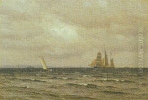Marine Med Skibe Pa Havet by Vilhelm Karl Ferdinand Arnesen