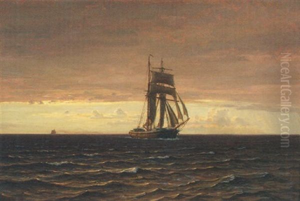 A Topsail Schooner At Dusk - view 1