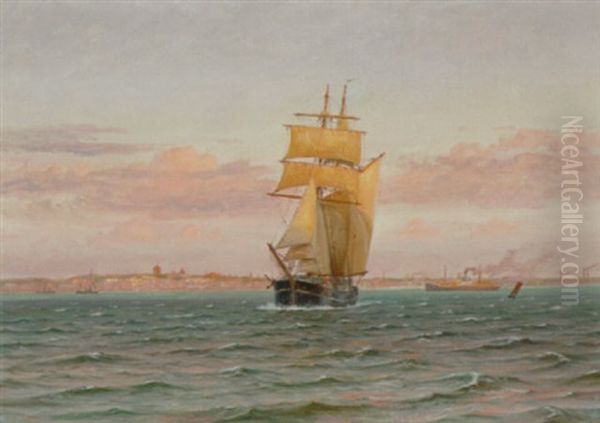 Bramsejlsskonnert Ved Helsingborg - view 1