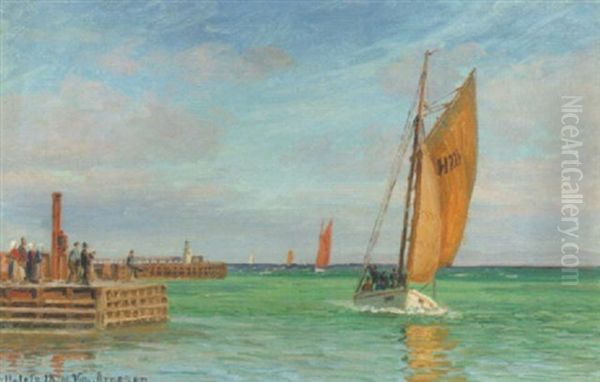 Parti Fra Gilleleje Med Fiskerbade Pa Vej Ind I Havnen - view 1