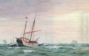 Sejlskibe Pa Havet by Vilhelm Karl Ferdinand Arnesen