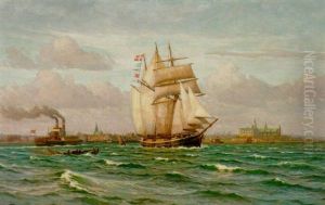 Livlig Rafik I Sundet Mellem Helsingor Og Helsingborg