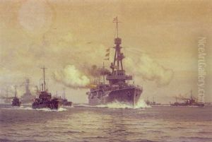 Den Danske Eskadre Giver Kongesalut For Hans Majestaet Christian X Pa Arhusbugten 1928