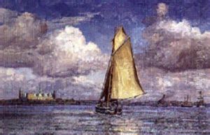 Marine Med Skibe I Sundet Ved Kronborg by Vilhelm Karl Ferdinand Arnesen