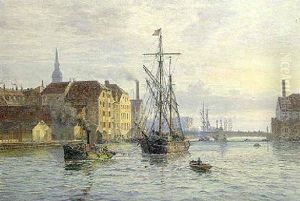 Parti Fra Kobenhavns Med Et Skib Der Bliver Bugseret by Vilhelm Karl Ferdinand Arnesen