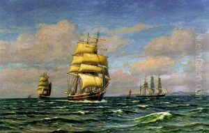 Marine Med Flere Sejlskibe by Vilhelm Karl Ferdinand Arnesen