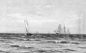 Marine, Skibe Pa Havet, En Solskinsdag by Vilhelm Karl Ferdinand Arnesen