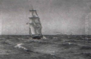 Marine Med Skibe Pa Havet by Vilhelm Karl Ferdinand Arnesen