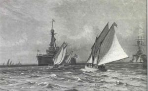I Eskadretiden, Orlogsskibenes Fartojer Bolder Kapsejlads by Vilhelm Karl Ferdinand Arnesen