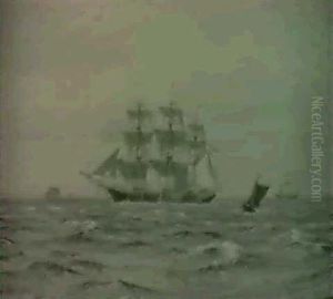 Marine Med Skoleskibet 'danmark' Samt Andre Fartojer by Vilhelm Karl Ferdinand Arnesen