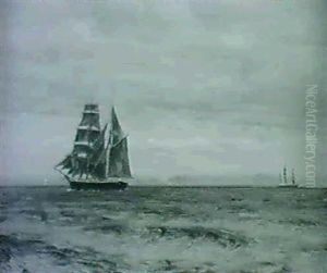 A Brigantine Off The Coast by Vilhelm Karl Ferdinand Arnesen