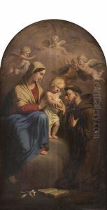 Der Hl. Antonius Kniend Vor Dem Jesuskind Und Maria by Josef Arnold the Elder