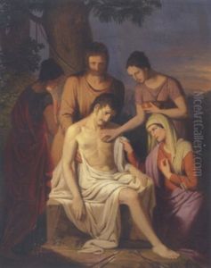 Den Hellige Sebastian Far Renset Sine Sar by Josef Arnold the Elder