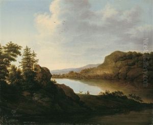 Flusslandschaft Mit Angler by Carl Heinrich Arnold