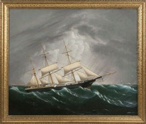 Edward Everard Arnold, Louisiana, Circa 1822-1866, An American Three-masted Ship With, Oil On Canvas, 25 X 30". Framed 28.5" X 33.5
