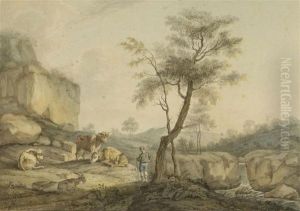 Landscapes With Shepherds And Animals by Johann Adam Ackermann