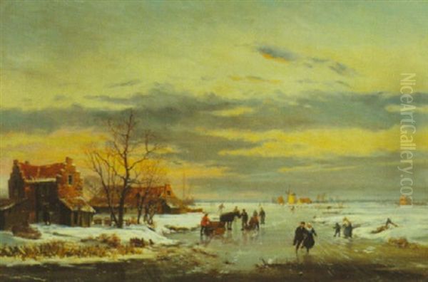 Skaters On Frozen River - view 1