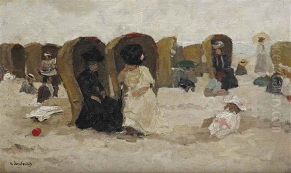 Elegant Ladies Conversing At The Beach - view 1